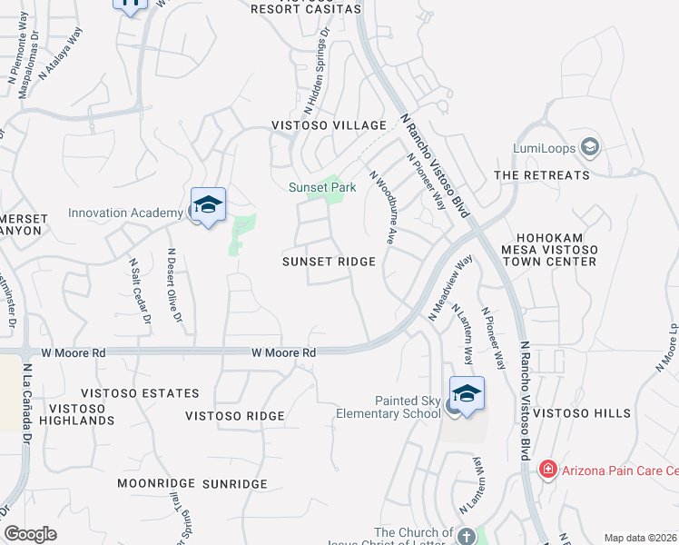 map of restaurants, bars, coffee shops, grocery stores, and more near 448 West Sunview Drive in Oro Valley