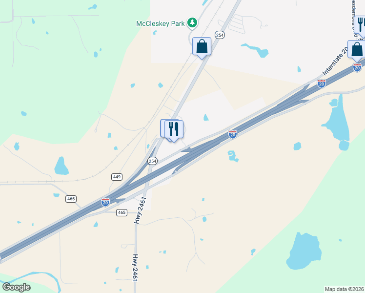 map of restaurants, bars, coffee shops, grocery stores, and more near 6900 Interstate 201693 W in Ranger