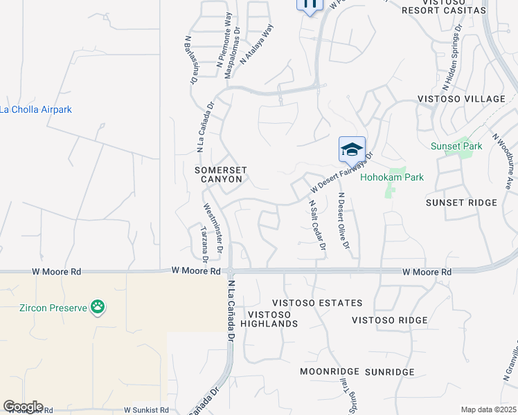 map of restaurants, bars, coffee shops, grocery stores, and more near 12975 North Indian Palms Drive in Oro Valley