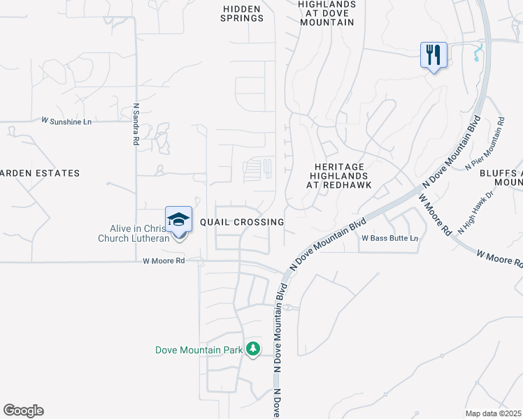 map of restaurants, bars, coffee shops, grocery stores, and more near 12968 North Chief Butte Place in Marana
