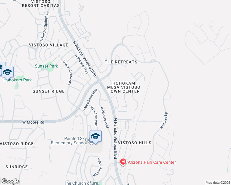 map of restaurants, bars, coffee shops, grocery stores, and more near 13000 North Spinystar Drive in Oro Valley