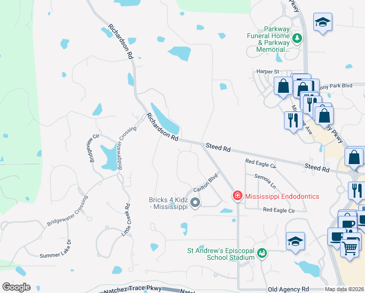 map of restaurants, bars, coffee shops, grocery stores, and more near 329-353 Richardson Road in Ridgeland