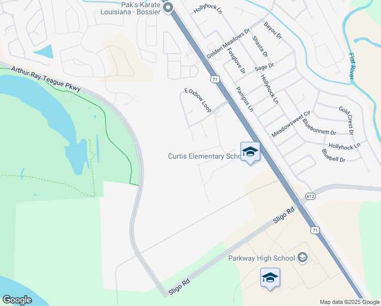 map of restaurants, bars, coffee shops, grocery stores, and more near 1801 Andy Circle in Bossier City