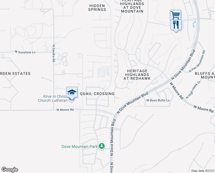 map of restaurants, bars, coffee shops, grocery stores, and more near 12968 North Chief Butte Place in Marana