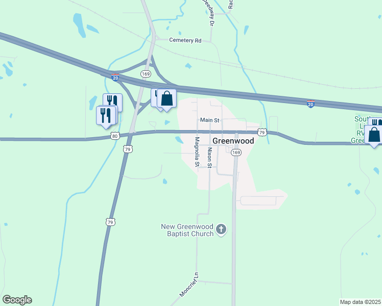 map of restaurants, bars, coffee shops, grocery stores, and more near 9152 Bois D'Arc Lane in Greenwood