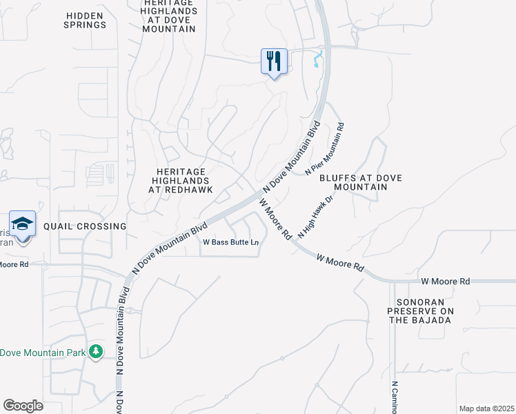map of restaurants, bars, coffee shops, grocery stores, and more near 5004 West Tipperary Lane in Marana