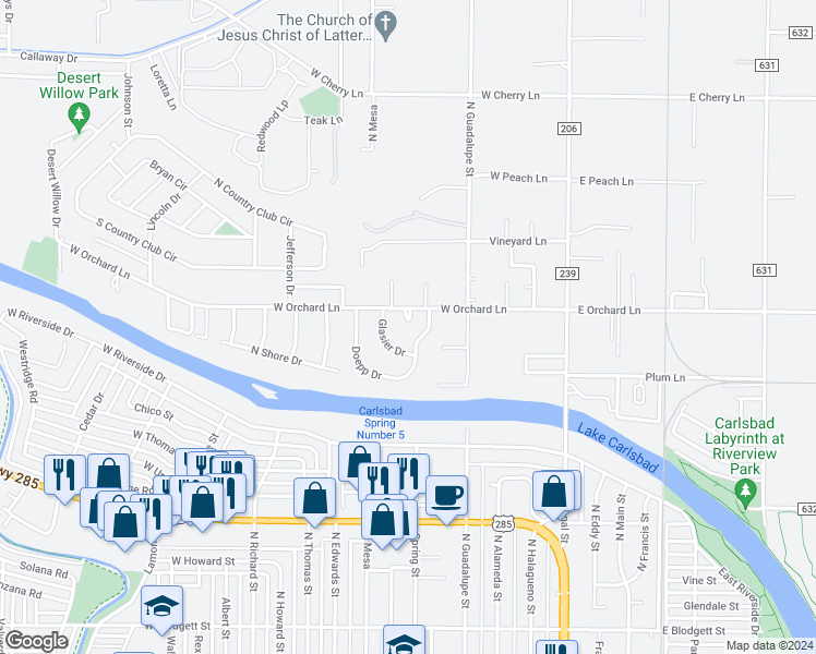 map of restaurants, bars, coffee shops, grocery stores, and more near 1409 Cramer Court in Carlsbad