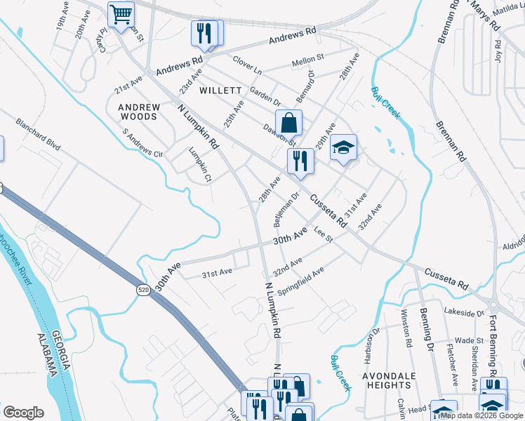 map of restaurants, bars, coffee shops, grocery stores, and more near 233 Betjeman Drive in Columbus