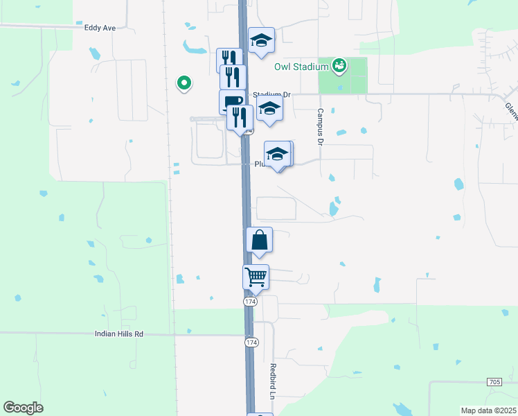 map of restaurants, bars, coffee shops, grocery stores, and more near 1211 South Broadway Street in Joshua