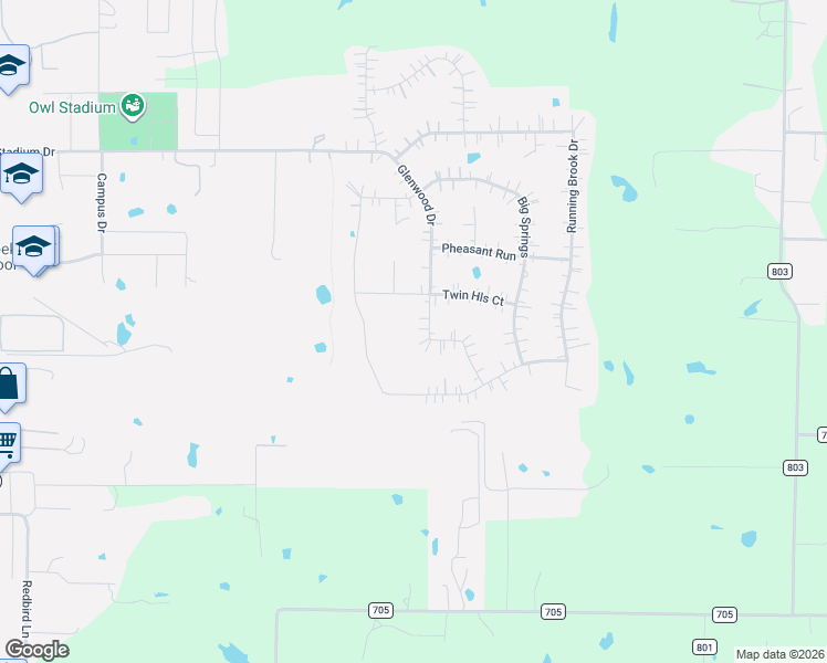 map of restaurants, bars, coffee shops, grocery stores, and more near 6004 Twin Hill in Joshua