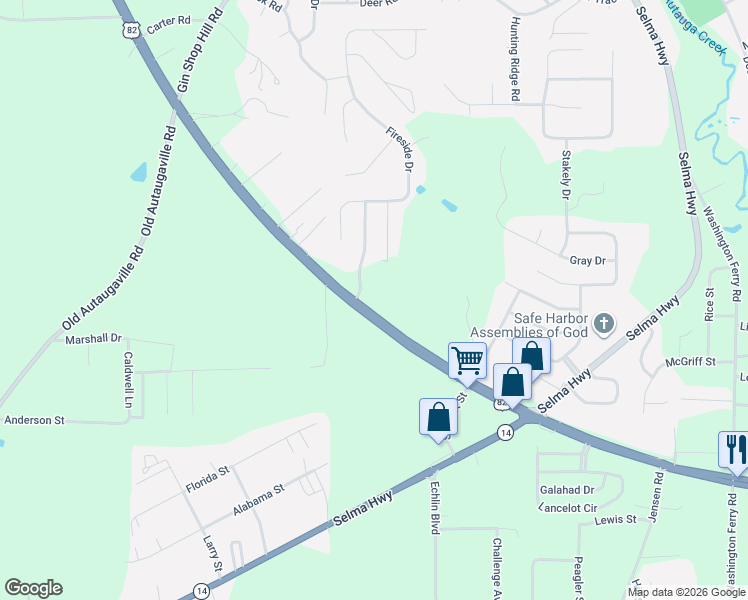 map of restaurants, bars, coffee shops, grocery stores, and more near 293 U.S. 82 in Prattville