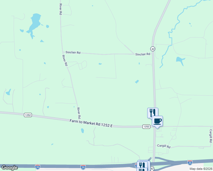 map of restaurants, bars, coffee shops, grocery stores, and more near 576 Sinclair Road in Kilgore