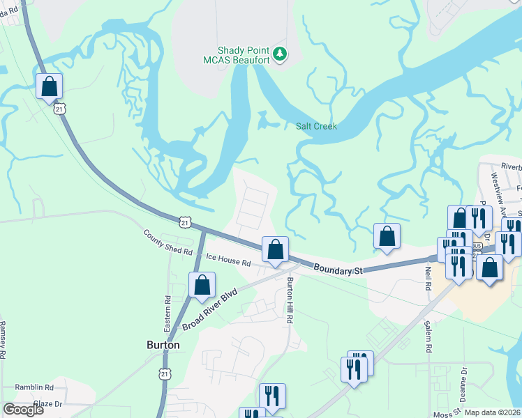 map of restaurants, bars, coffee shops, grocery stores, and more near 4000 State Road S-7-401 in Beaufort