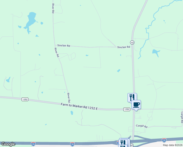map of restaurants, bars, coffee shops, grocery stores, and more near 576 Sinclair Road in Kilgore