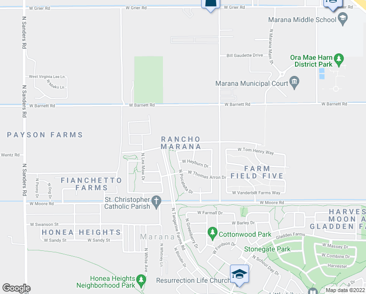 map of restaurants, bars, coffee shops, grocery stores, and more near 11940 West Fontenelle Drive in Marana