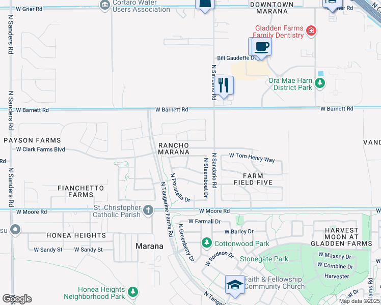 map of restaurants, bars, coffee shops, grocery stores, and more near 11886 West Fontenelle Drive in Marana