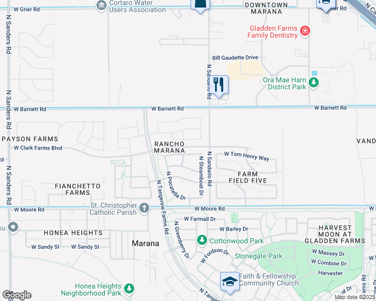map of restaurants, bars, coffee shops, grocery stores, and more near 11886 West Fontenelle Drive in Marana