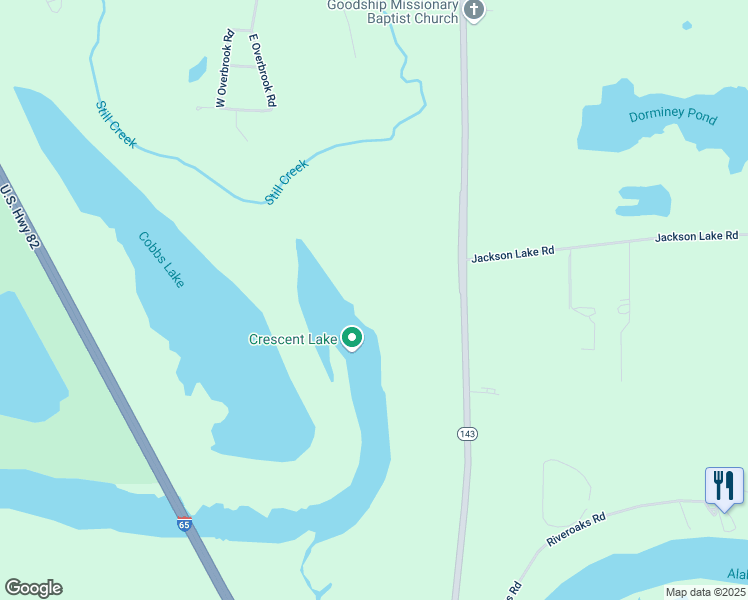map of restaurants, bars, coffee shops, grocery stores, and more near 148 Alabama 143 in Millbrook