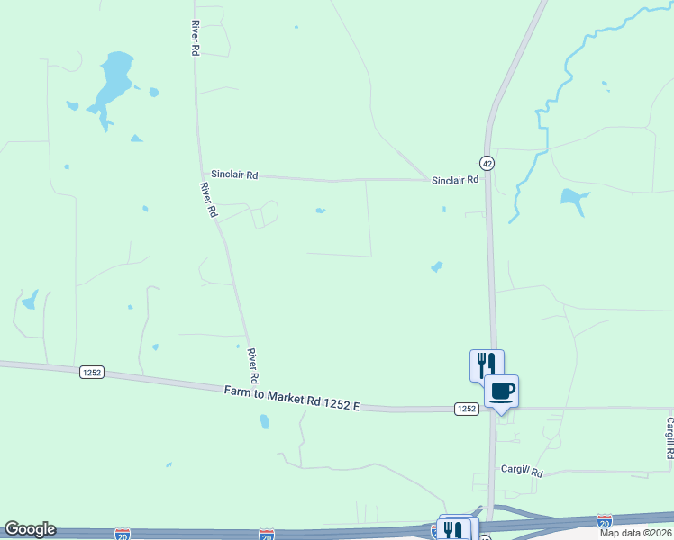 map of restaurants, bars, coffee shops, grocery stores, and more near 576 Sinclair Road in Kilgore