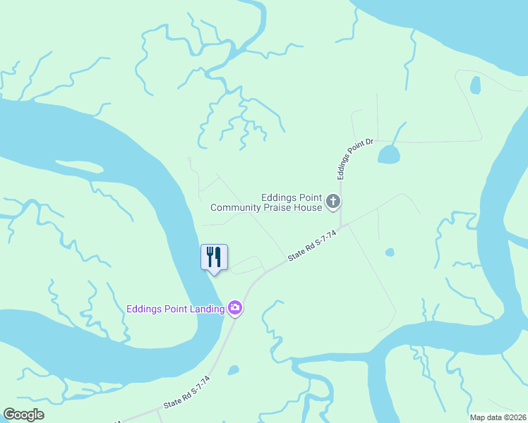 map of restaurants, bars, coffee shops, grocery stores, and more near Lois Lane in Beaufort County