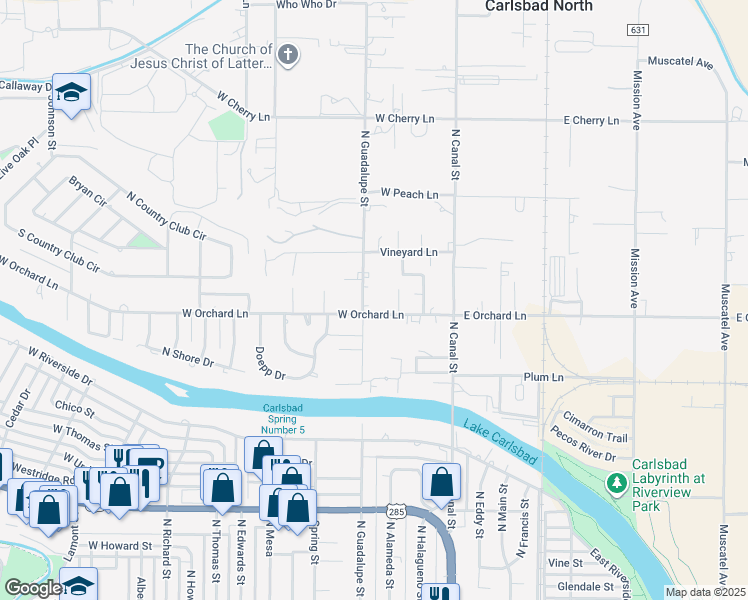 map of restaurants, bars, coffee shops, grocery stores, and more near 506 West Orchard Lane in Carlsbad