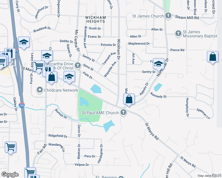 map of restaurants, bars, coffee shops, grocery stores, and more near 4705 Pate Drive in Columbus