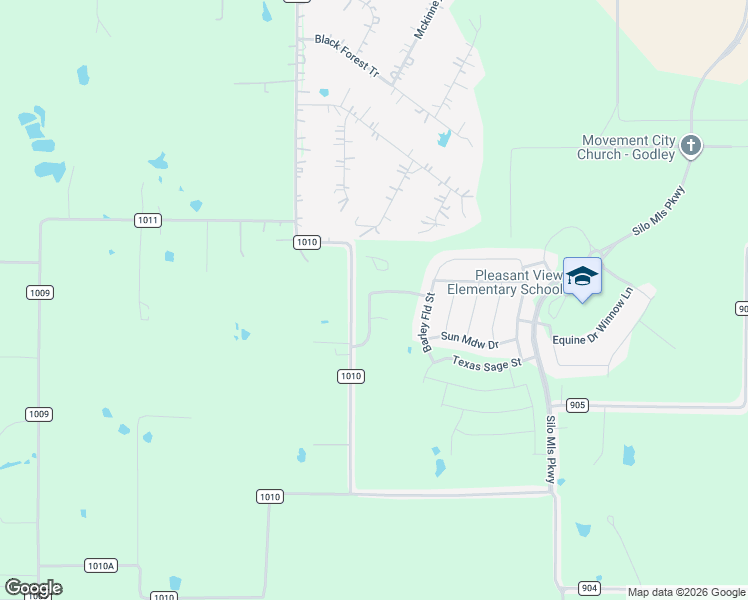 map of restaurants, bars, coffee shops, grocery stores, and more near 7849 County Road 1010 in Joshua