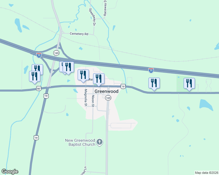 map of restaurants, bars, coffee shops, grocery stores, and more near 9299 Greenwood Road in Greenwood
