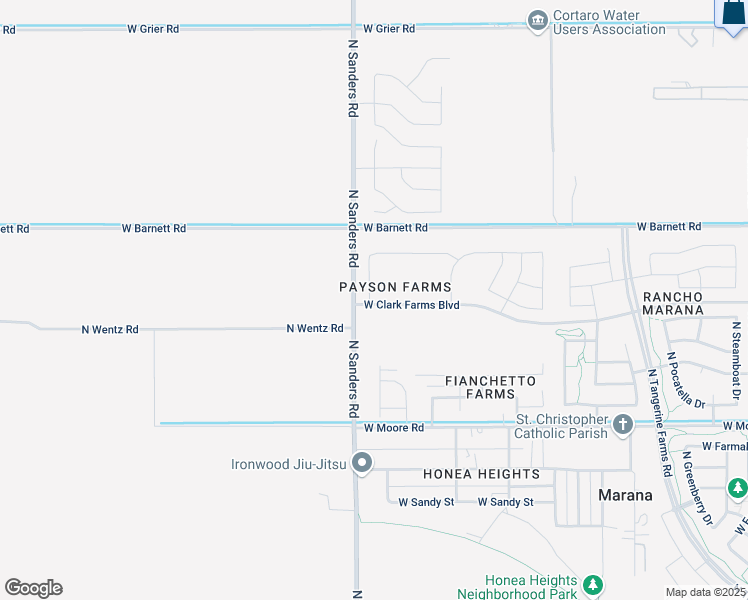 map of restaurants, bars, coffee shops, grocery stores, and more near 12535 West Fourier Place in Marana