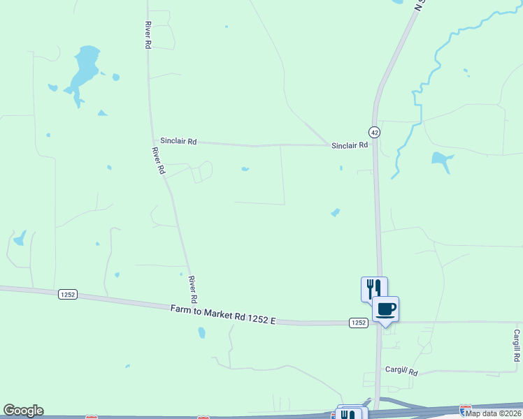 map of restaurants, bars, coffee shops, grocery stores, and more near 576 Sinclair Road in Kilgore