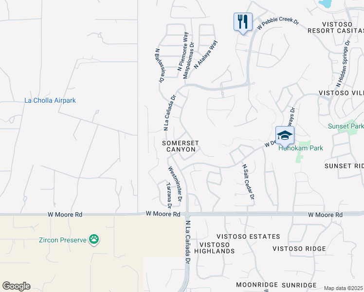 map of restaurants, bars, coffee shops, grocery stores, and more near 1216 West Rodriguez Road in Oro Valley