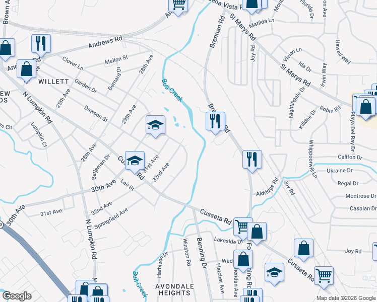 map of restaurants, bars, coffee shops, grocery stores, and more near 386 Clover Avenue in Columbus