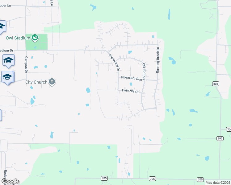 map of restaurants, bars, coffee shops, grocery stores, and more near 6004 Twin Hills Court in Joshua