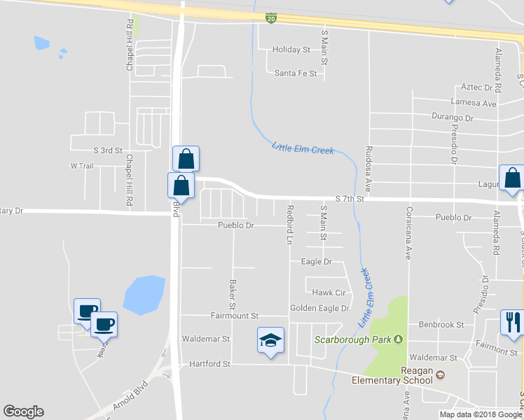 map of restaurants, bars, coffee shops, grocery stores, and more near 717 Chaparral Circle in Abilene