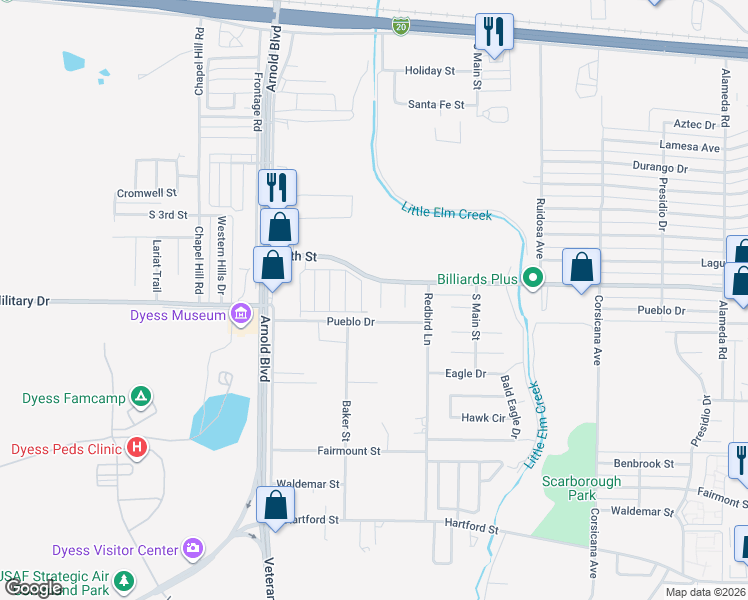 map of restaurants, bars, coffee shops, grocery stores, and more near 720 Chaparral Circle in Abilene