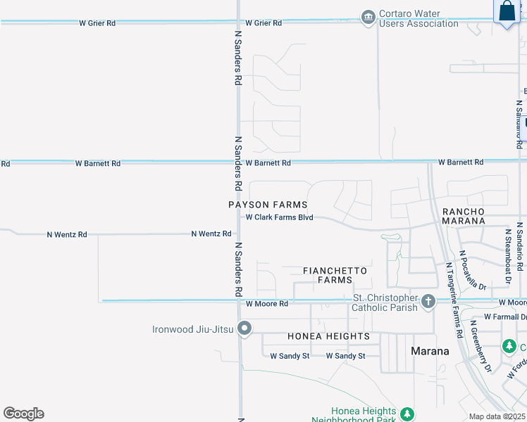 map of restaurants, bars, coffee shops, grocery stores, and more near 12535 West Fourier Place in Marana