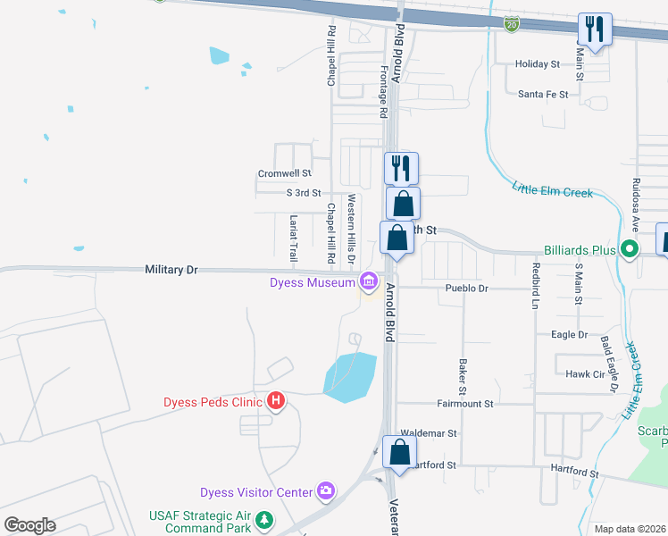 map of restaurants, bars, coffee shops, grocery stores, and more near 633 Chapel Hill Road in Abilene