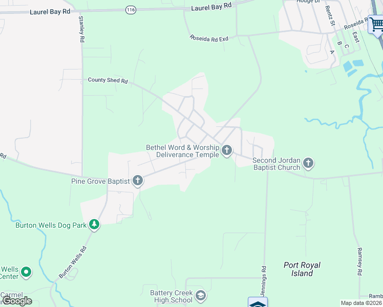 map of restaurants, bars, coffee shops, grocery stores, and more near 22 Pine Grove Road in Beaufort
