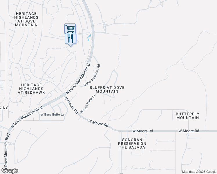 map of restaurants, bars, coffee shops, grocery stores, and more near 4698 West Cholla Bluff Drive in Marana