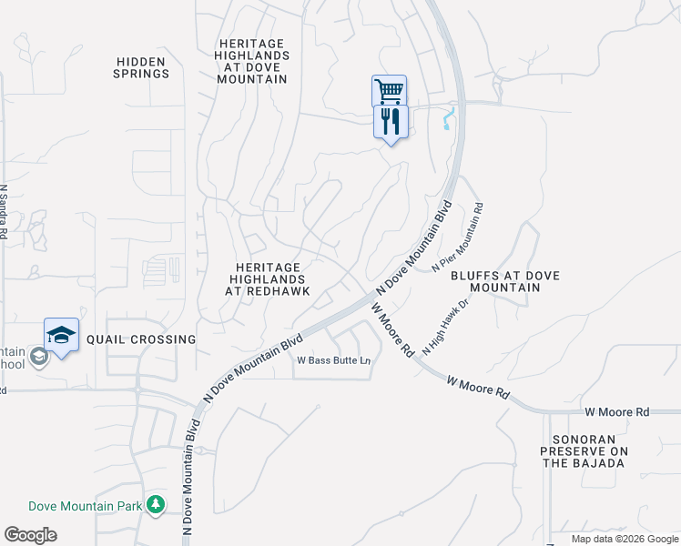 map of restaurants, bars, coffee shops, grocery stores, and more near 5058 West Desert Chicory Place in Marana