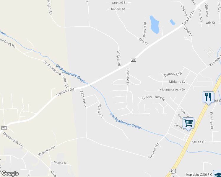 map of restaurants, bars, coffee shops, grocery stores, and more near 80 Brentwood Drive in Phenix City