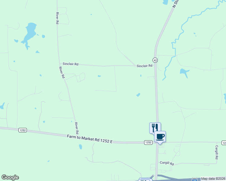 map of restaurants, bars, coffee shops, grocery stores, and more near 576 Sinclair Road in Kilgore
