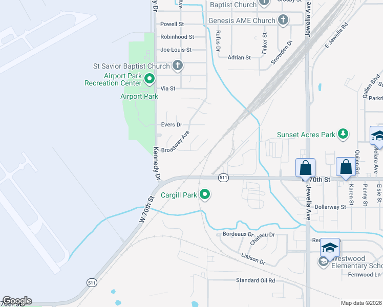 map of restaurants, bars, coffee shops, grocery stores, and more near 6953 Lavender Drive in Shreveport
