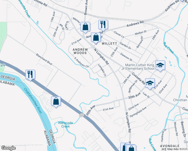 map of restaurants, bars, coffee shops, grocery stores, and more near 196 Kendrick Avenue in Columbus