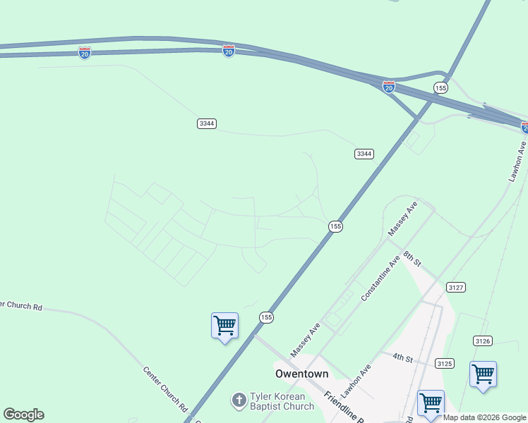 map of restaurants, bars, coffee shops, grocery stores, and more near 12477 Fannin Parkway in Tyler