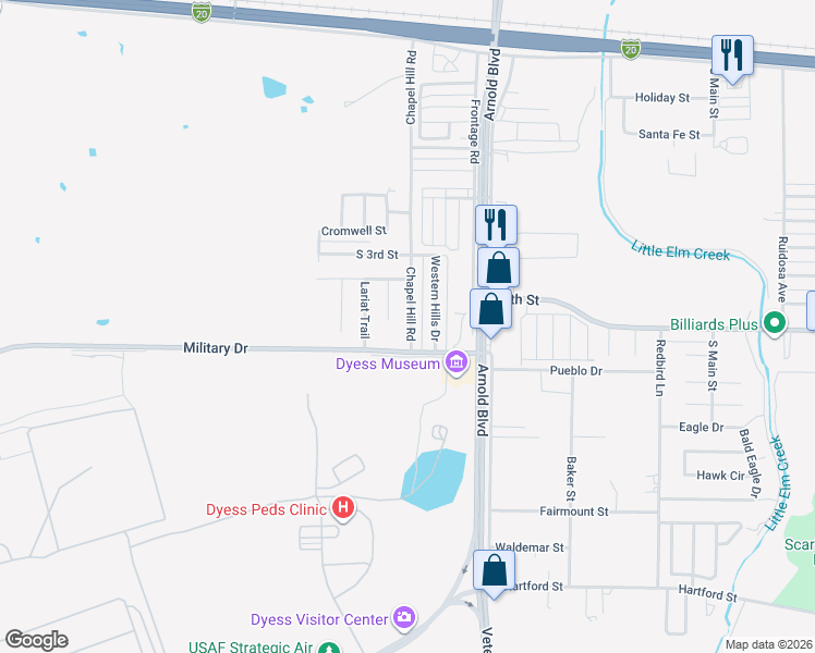 map of restaurants, bars, coffee shops, grocery stores, and more near 633 Chapel Hill Road in Abilene