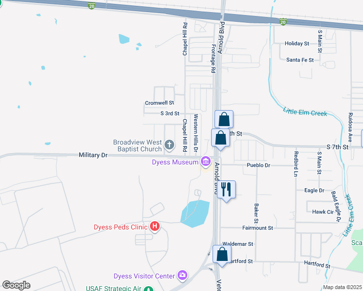 map of restaurants, bars, coffee shops, grocery stores, and more near 602 Chapel Hill Road in Abilene