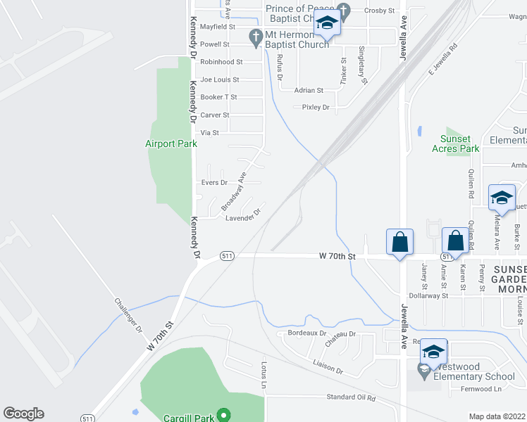 map of restaurants, bars, coffee shops, grocery stores, and more near 6917 Lavender Street in Shreveport