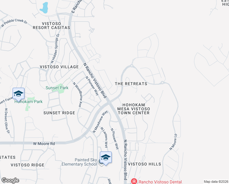 map of restaurants, bars, coffee shops, grocery stores, and more near 104 East Peralta Canyon Court in Oro Valley
