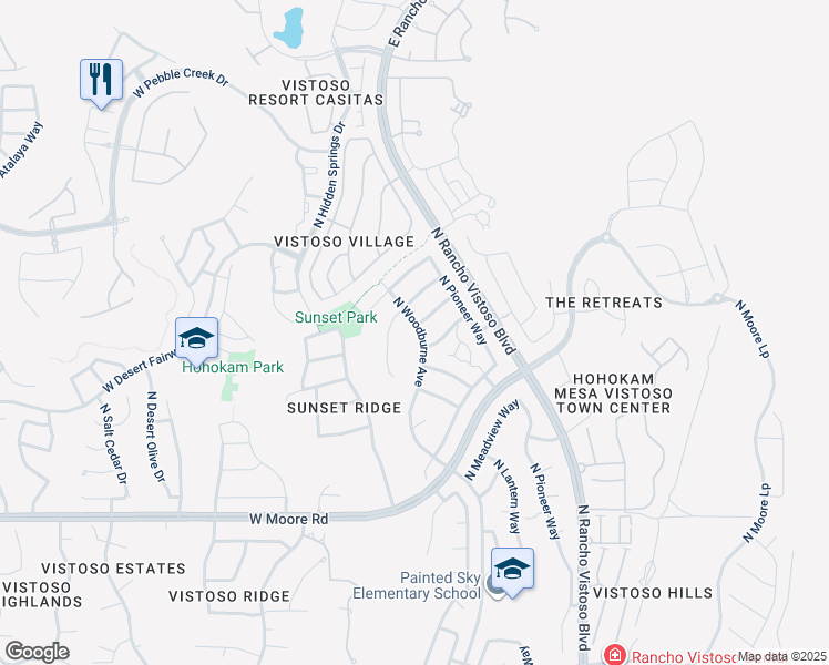 map of restaurants, bars, coffee shops, grocery stores, and more near 335 West Sacaton Canyon Drive in Oro Valley